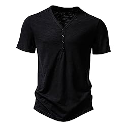 Generic Men's V Neck Henley T-Shirts Classic