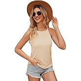 Degkim Trendy Camisole Tops for Women Hign Neck Tank Top Sleeveless Shirts Loose Fit Cami Tanks