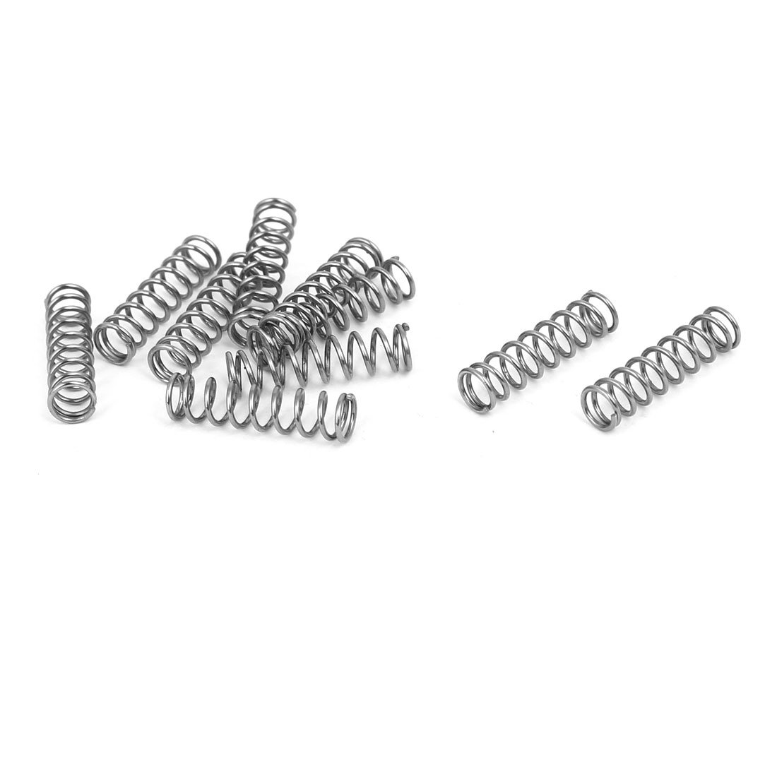 sourcingmap Compression Spring,304 Stainless Steel,4mm OD,0.5mm Wire Size,15mm Free Length,Silver Tone,10Pcs