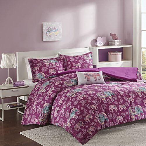 Fuschia &amp; Turquoise Elephant Full / Queen Comforter, Shams &amp; Toss Pillow (4 Piece Bed In A Bag) + HOMEMADE WAX MELT