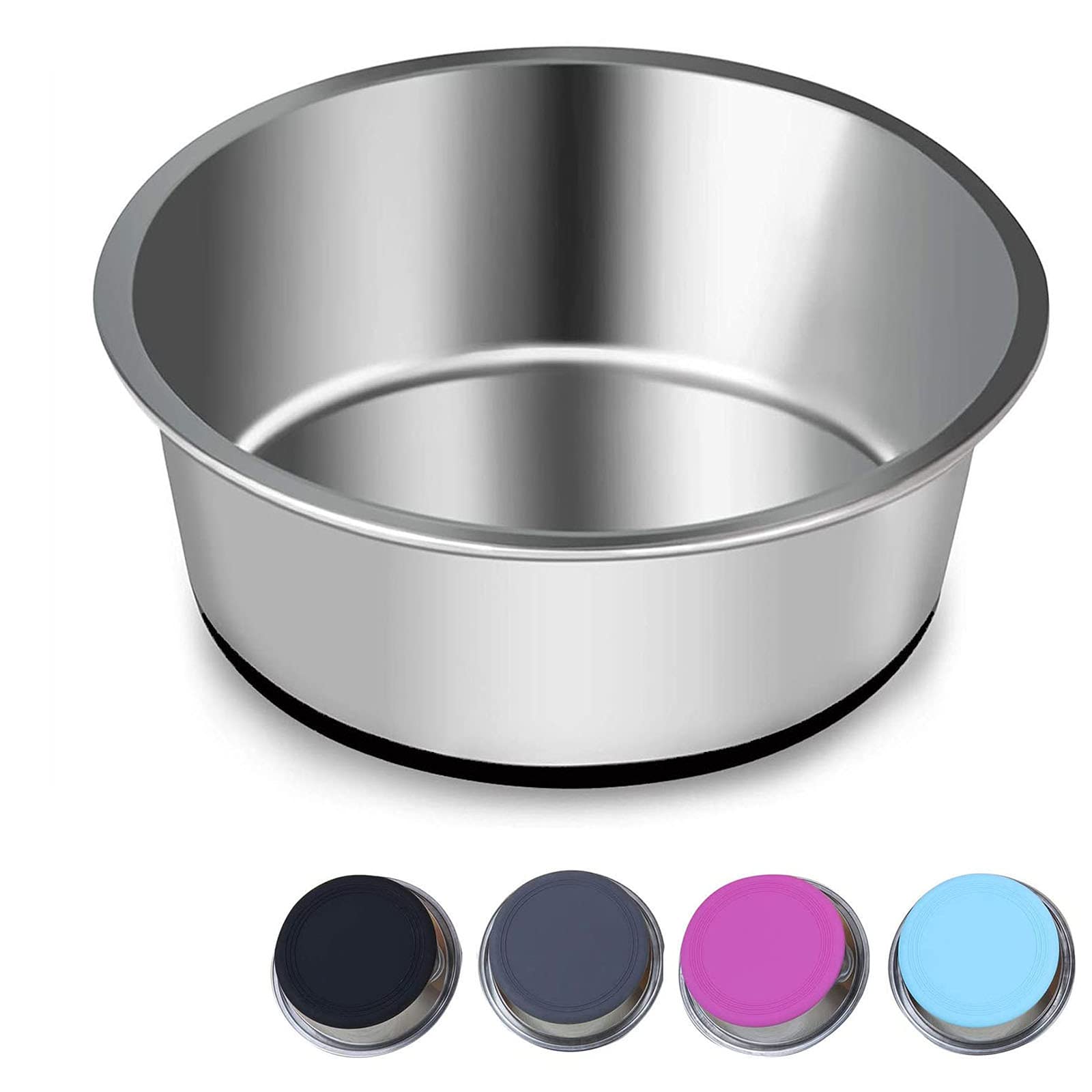 SUOXU Heavy Stainless Steel Dog Bowls, Big Dog Bowl Pet Feeding Bowls Dog Cat Plate Bowls With Non-slip silicone Bases,medium and large Dog Feeder Bowls and Water Bowls(L-20CM)