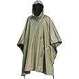 Mil-Tec Adult Ripstop Wet Weather Lightweight Waterproof Multi-Use Rain Poncho with Hood - Use as Bivouac Sack, Shelter Tent