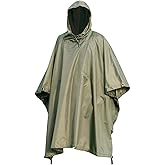 Mil-Tec Adult Ripstop Wet Weather Lightweight Waterproof Multi-Use Rain Poncho with Hood - Use as Bivouac Sack, Shelter Tent