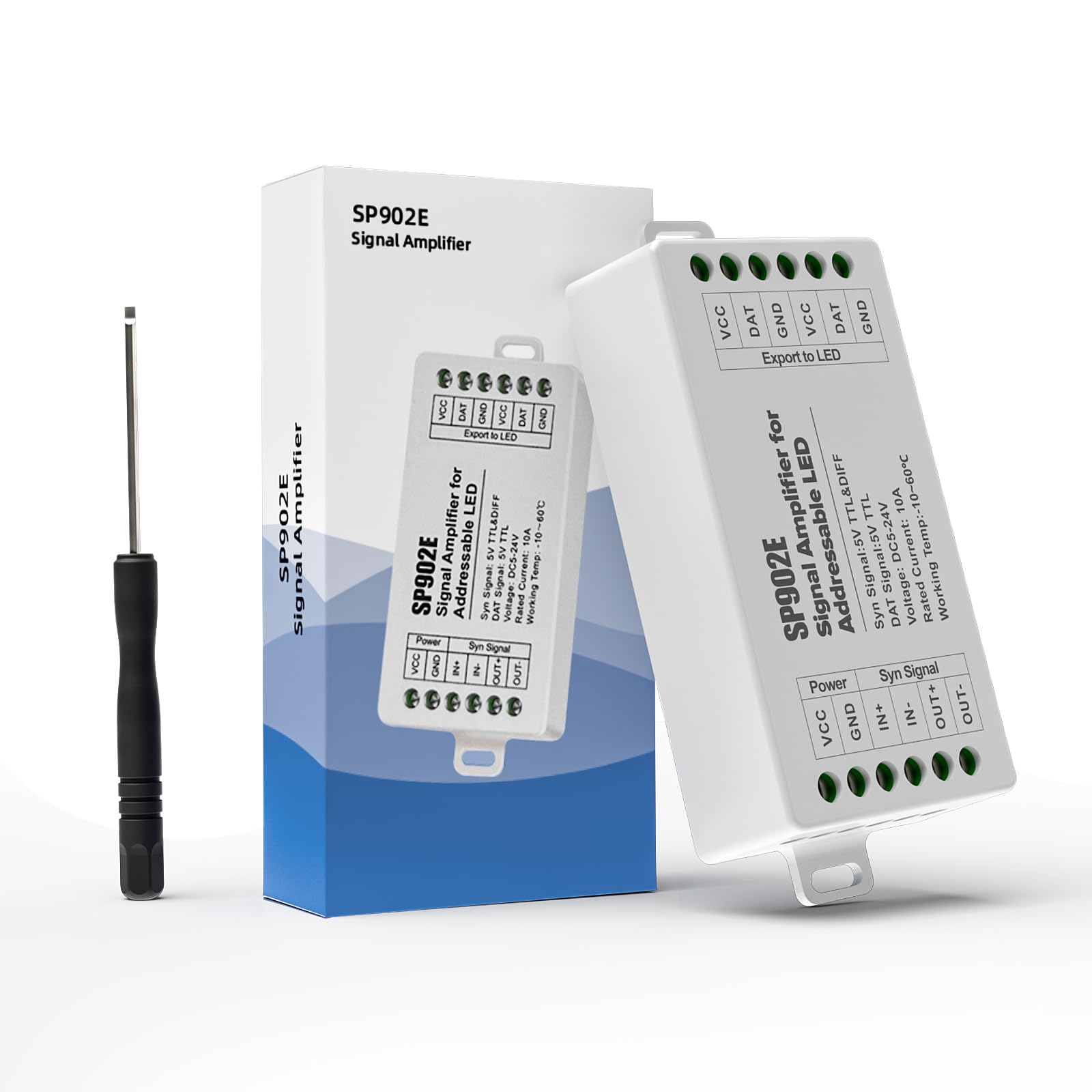 BTF-LIGHTING SP902E LED Pixel WS2812B WS2811 SPI Signal Amplifier Repeater for WS2813 SK6812 WS2815 SK6812RGBW RGB Addressable LED Strip and Dream Colour Programmable LED Matrix Field