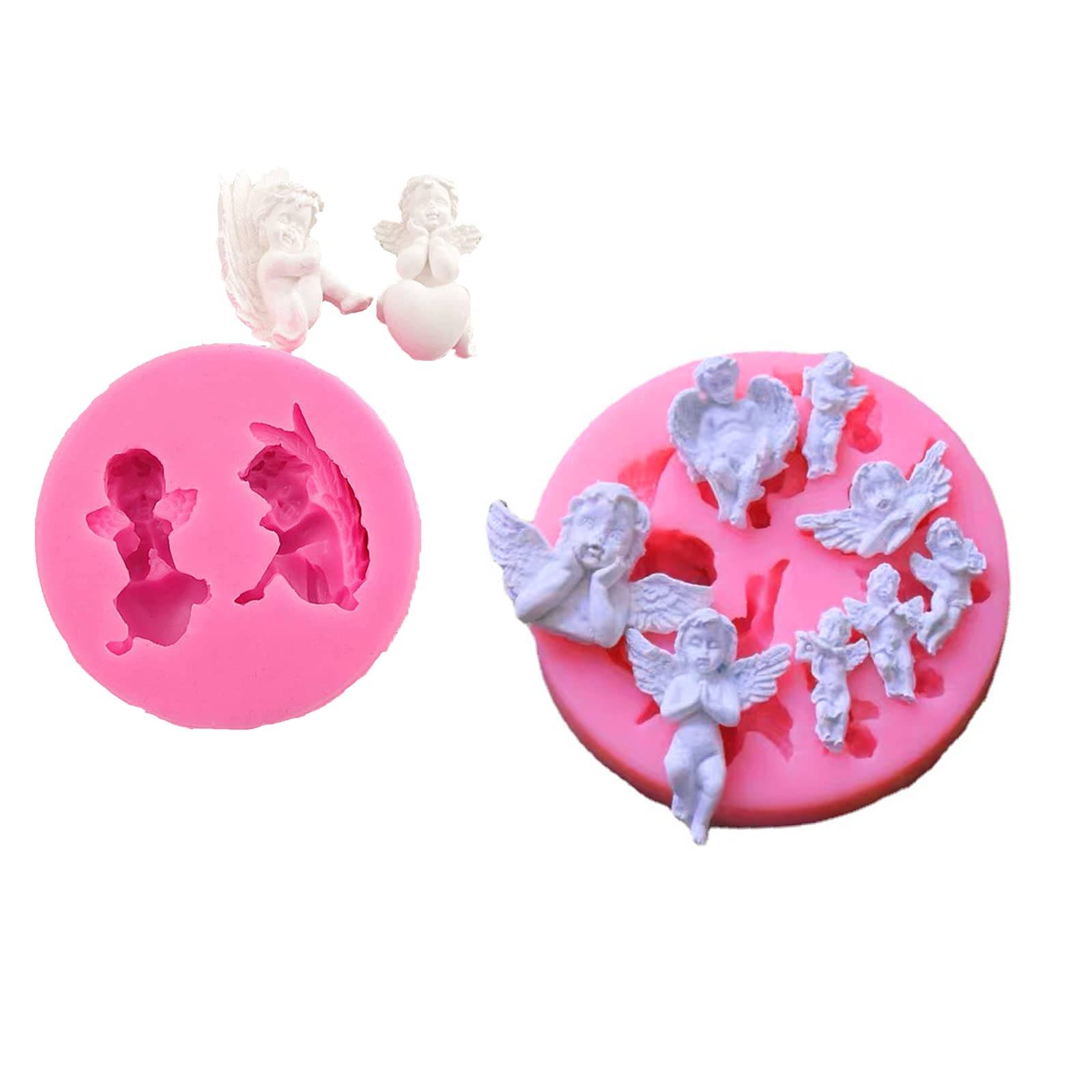 Vokowin 2 Pcs Angel Silicone Mould, Handmade Silicone Cake Chocolate Decorating Mould, DIY Handmade Soap Moulds Cake Decoration Mould (K70-2)