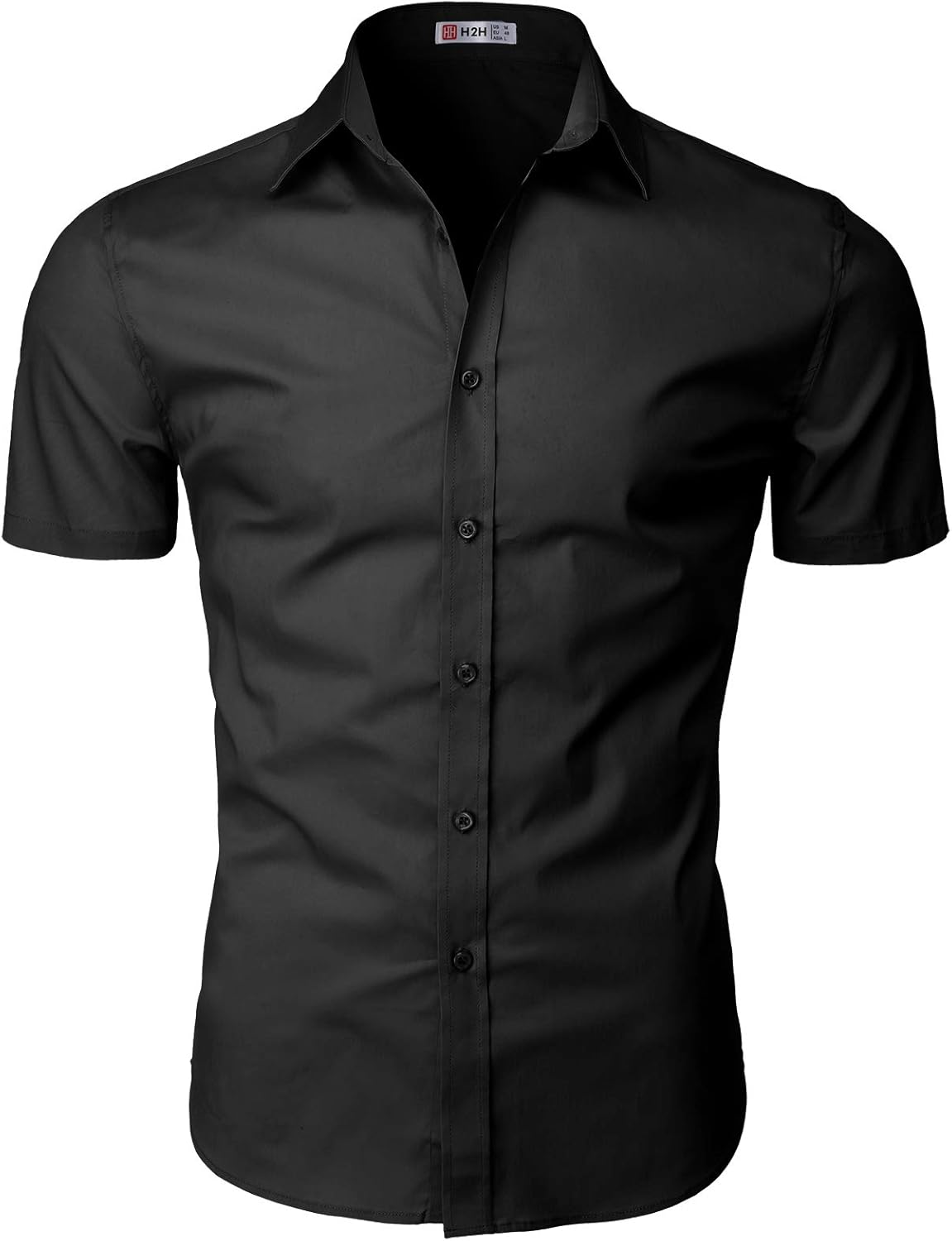 H2H Mens Dress Slim Fit Shirts Short Sleeve Business Shirts Basic Designed Breathable at  Men’s Clothing store