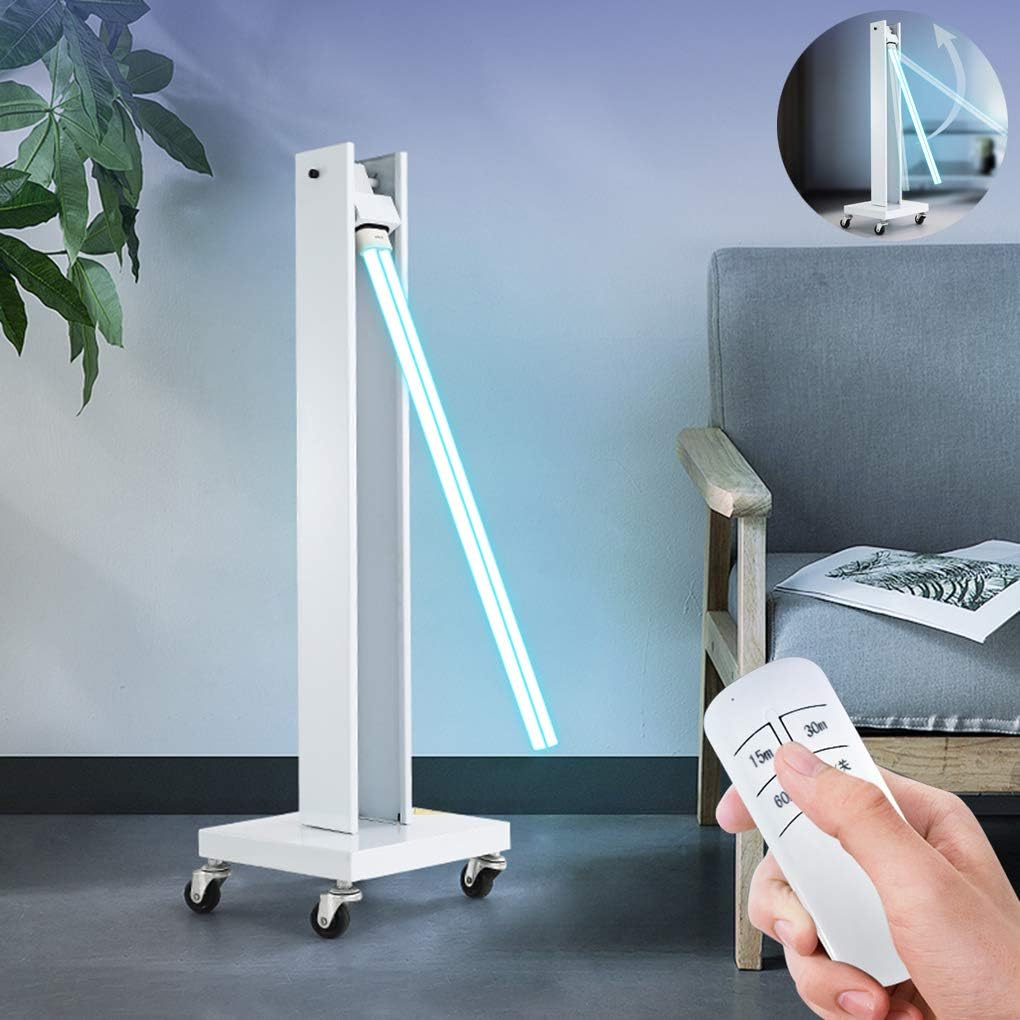 150W High Power UV Sterilization Lamp, Mobile 180 ° Adjustable Tube Germicidal Light, Commercial UV Disinfection Lamp, for Kindergarten Hospital Factory