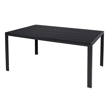 Mojawo XL Aluminium Gartentisch anthrazit/schwarz Esstisch Gartenmöbel Tisch Polywood Holzimitat wetterfest 180x90x74cm