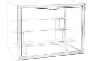 Cutora Clear Acrylic Display Case, 4 Tier Acrylic Blind Box for Figures, Dustproof Storage Organizer with Magnetic Door for Action Figures, Stackable Collectibiles Showcase for Doll Toy Car Model