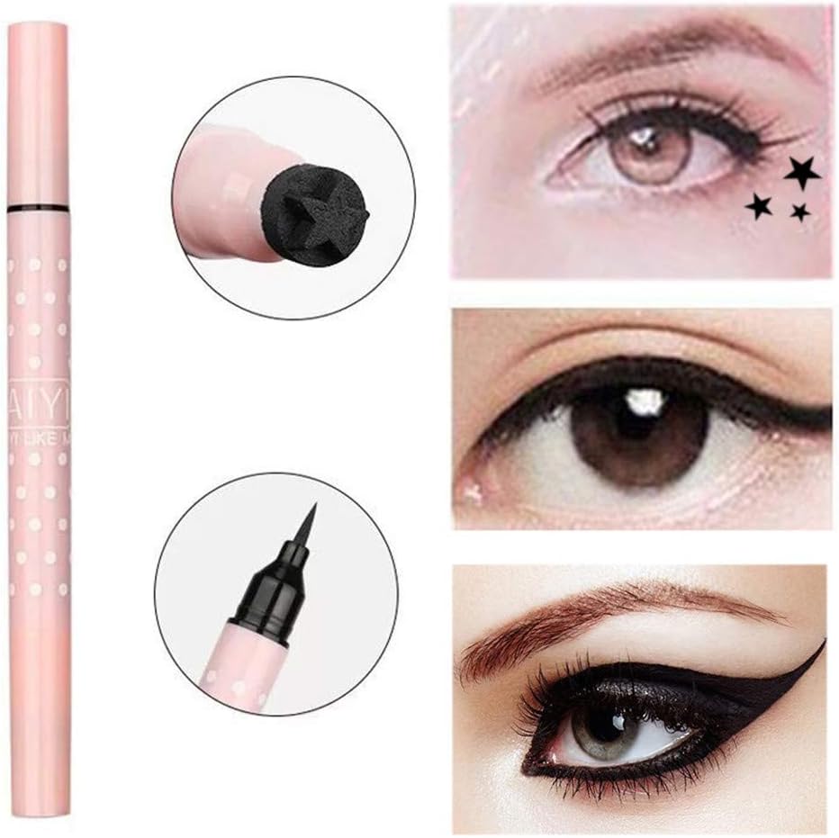 Double-Head Seal Stamp Eyeliner, New 1PC 2-in-1 Waterproof Makeup Eyeliner Stamp Ink Seal Black