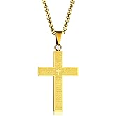 FUTPLOR Bible Cross Necklace Touchable Bible Text Pendant Cross Bible Verse Jewelry Lord's Prayer Pendant 3D Relief Text Crucifix Stainless Steel Religious Christian Faith Gifts for Men Women