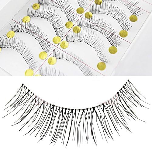 Beauty II 10 Pairs/Pack Girl Lady Daily Party Makeup Fake False Eyelashes Extension Eye Lashes Natural Look Black Long Transparent Stem Handmade Multipack 218, Make You More Confident and Beautiful