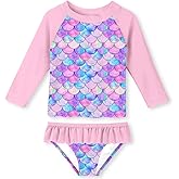 Lovekider Little Girls Swimsuits Two Pieces Swimwears Rash Guard Set Long Sleeve UPF50+ Bathing Suit for Beach 2-8T
