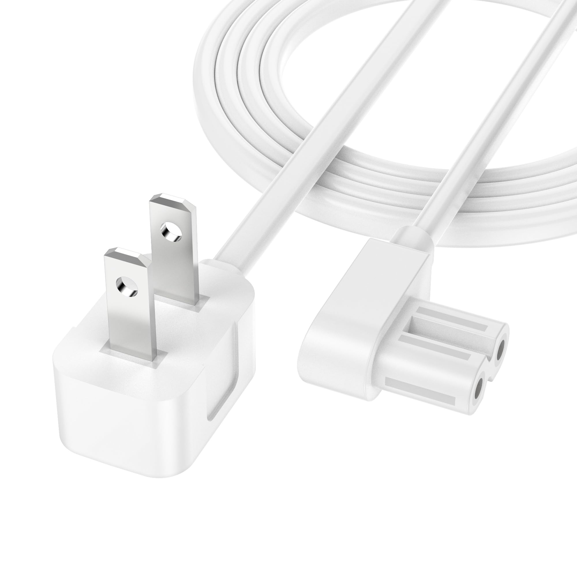 Photo 1 of AGVEE 5ft 90 Degree Power Cord for Sony PS5/PS3 Slim, Xbox Series S/X, Xbox One S/X, 2 Prong C7 Universal TV Power Cable Replacement, Sleek Minimalist Design, White