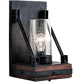 Kichler Colerne 14.75" 1 Light Wall Sconce with Clear Seeded Glass Auburn Stained