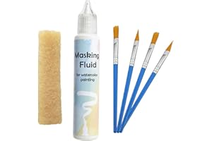 TYRBSVLNAR White Watercolor Masking Fluid - Professional Art Supplies with Brush & Eraser for Artists, Painting Medium Pen