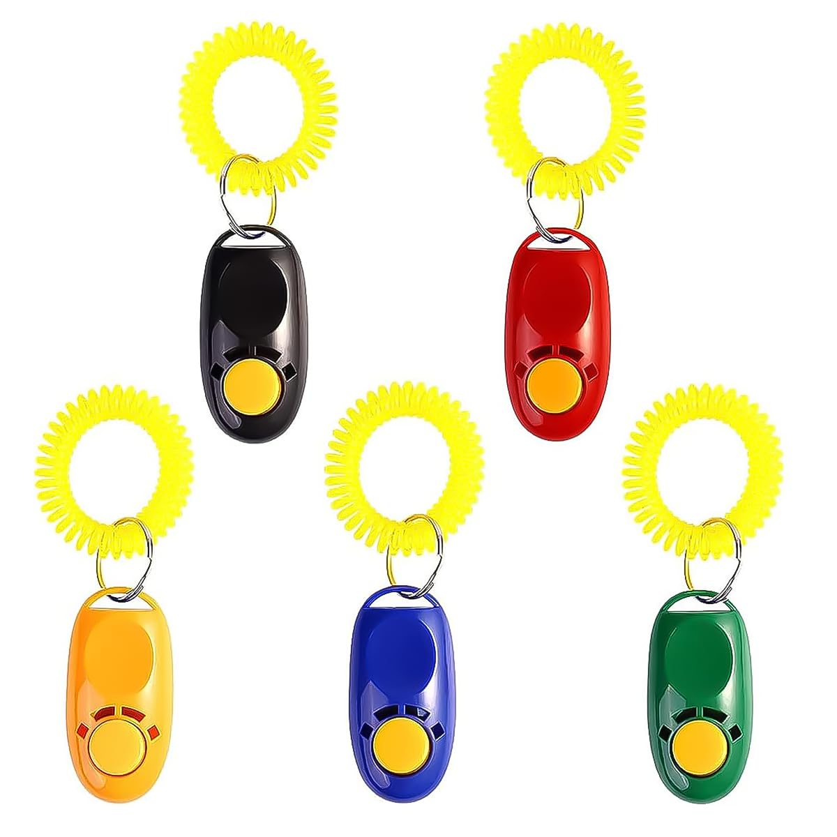 Namvo 5 Pack Clickers for Dog Training Obedience Training Practical Clickers Tool Colorful Dog Clickers Button Training Clickers Dog Whistles with Comfortable Wrist Strap for Pet Puppies Cats and Dogs