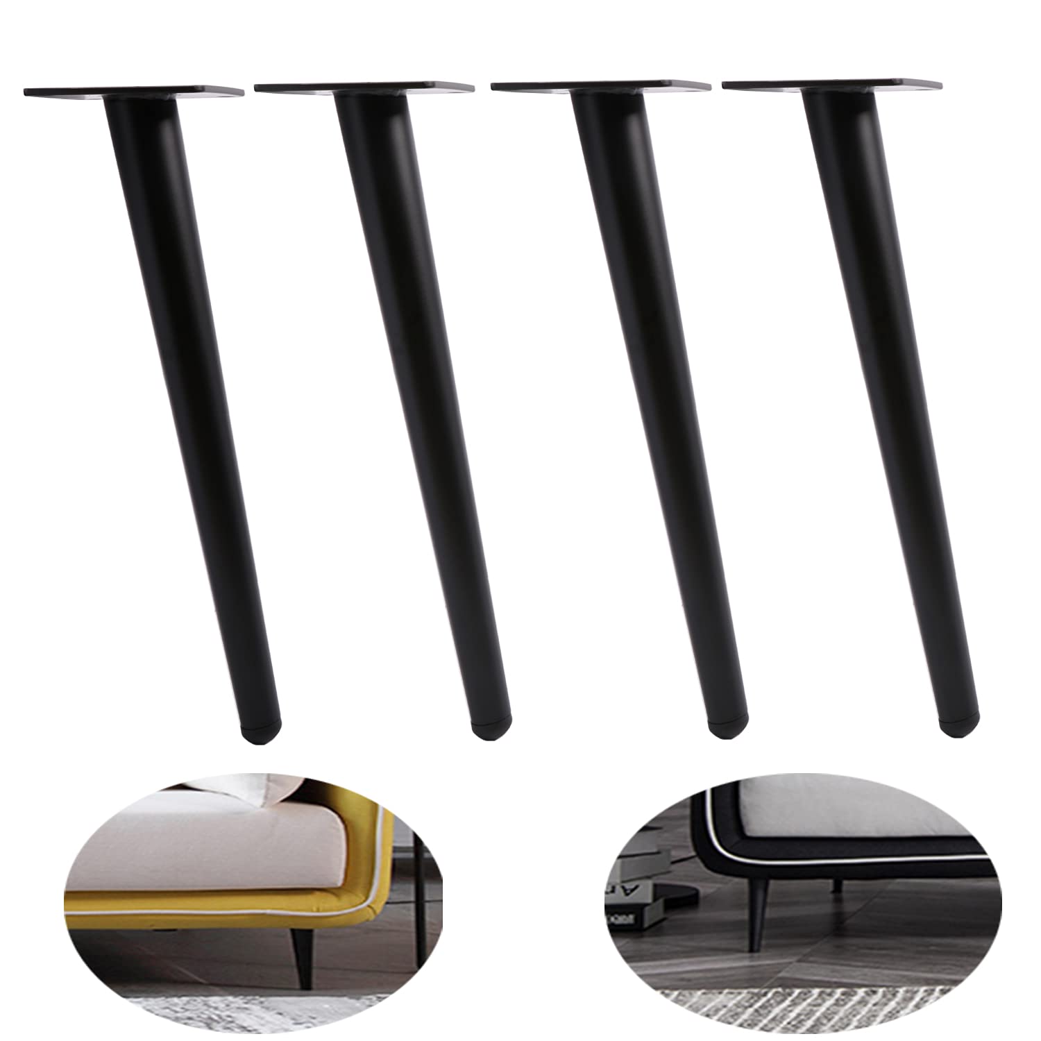 Photo 1 of ALXEH Oblique Furniture Leg 10 Inch, Slant Tapered Metal Coffee Table Legs 4pcs, Mid Century Modern Sofa Cabinet Feet Black for Home DIY Project