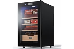 NEEDONE 48L Cooler Humidor, Electronic Humidor Cabinet for 300 Counts Capacity with Spanish Cedar Wood Shelves & Drawer with Hygrometer, Gift for Men, 2 Year Warranty, 1.7 Cu Ft