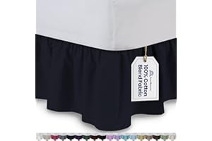 ShopBedding Ruffled Bed Skirt (Queen, Navy Blue) 14 Inch Drop Dust Ruffle with Platform, Poly/Cotton Fabric, Available in All Bed Sizes and 16 Colors - Blissford