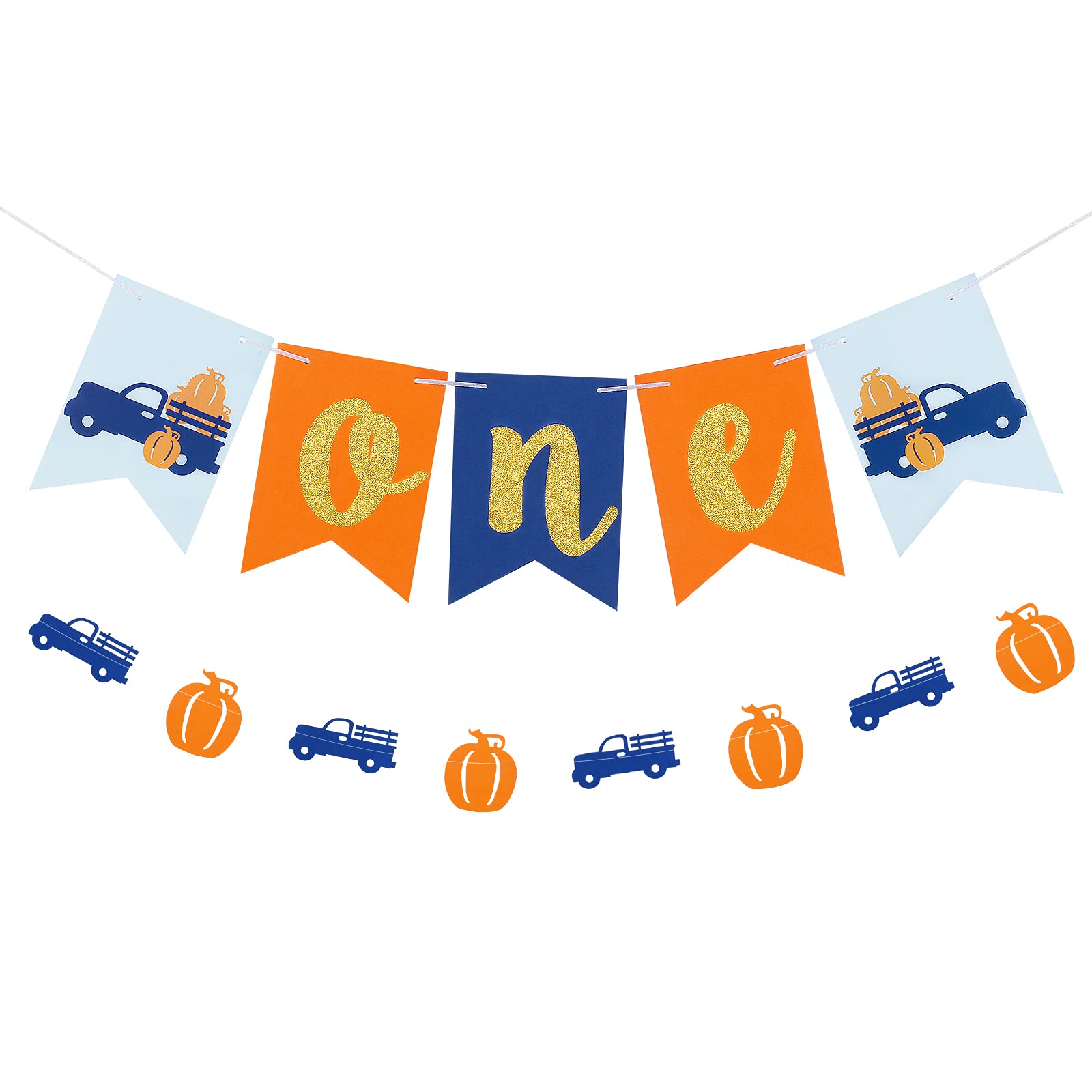 Photo 1 of ***3 PACKS INCLUDED***Pumpkin One Fall Harvest Themed First Birthday Banner Decorations, Thanksgiving Pumpkin Themed 1st Birthday Party Supplies***3 PACKS INCLUDED***
