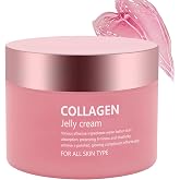 Collagen Jelly Cream - Contains Niacinamide &amp; Freeze Dried Hydrolyzed Collagen -Elasticity &amp; Hydration - Reduce Fine Lines &amp; Dullness - Korean Glass-Shiny Skin Suitable for All Skin Types (3.38 Fl.Oz)