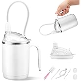 Adult Sippy Cup for Elderly Spill Proof with Long Straw, 15.2oz Stainless Steel Lightweitght No Spill Cup for Seniors/Adults with Flexible Straw Clear, Health / Household Essentials / Assisted Living