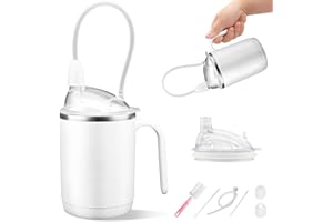 PAKJCKERM Adult Sippy Cup for Elderly Spill Proof with Long Straw, 15.2oz Stainless Steel Lightweitght No Spill Cup for Seniors/Adults with Flexible Straw Clear, Health / Household Essentials / Assisted Living