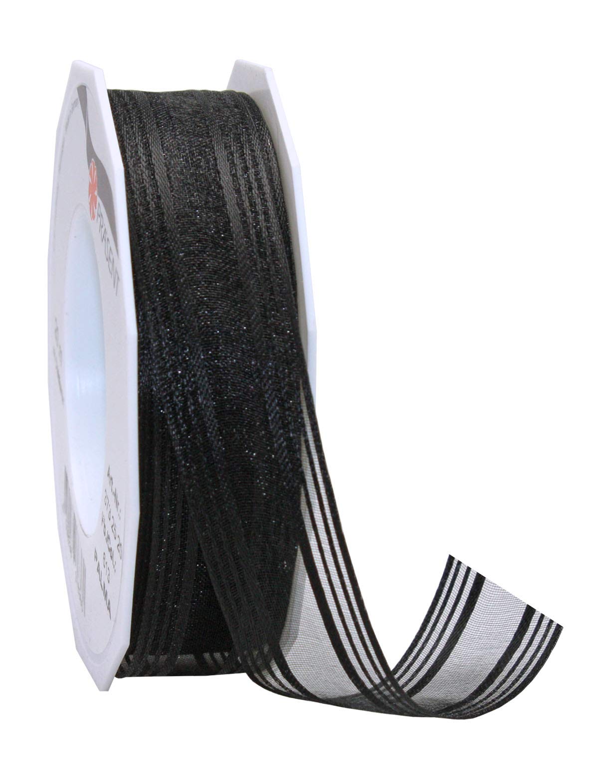 Unbekannt Wire Edge Ribbon, Black, 20 m-25 mm