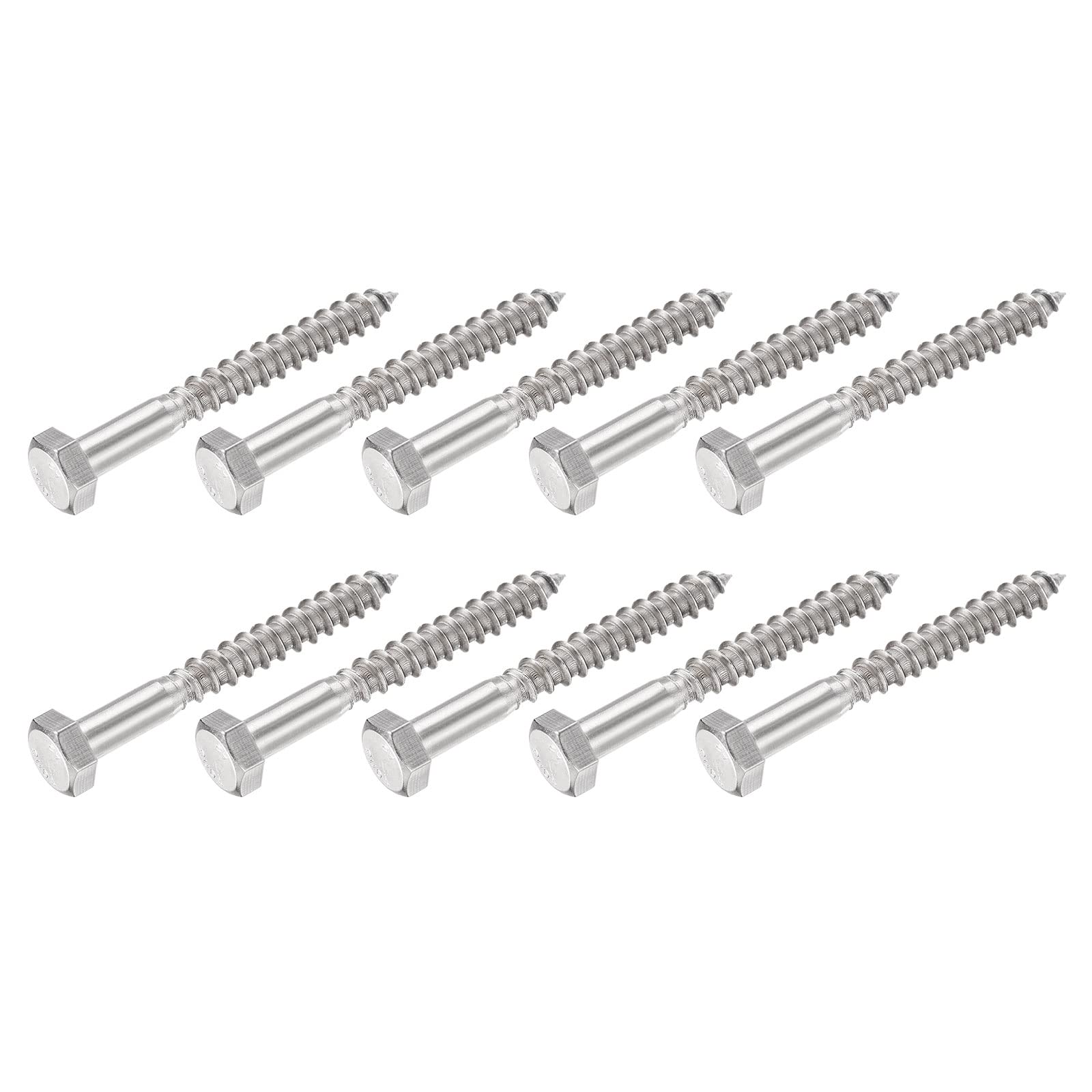 METALLIXITY Hex Lag Screws (M8x70mm)10Pcs, 304 Stainless Steel Self-Tapping Wood Bolts - for Household Applications