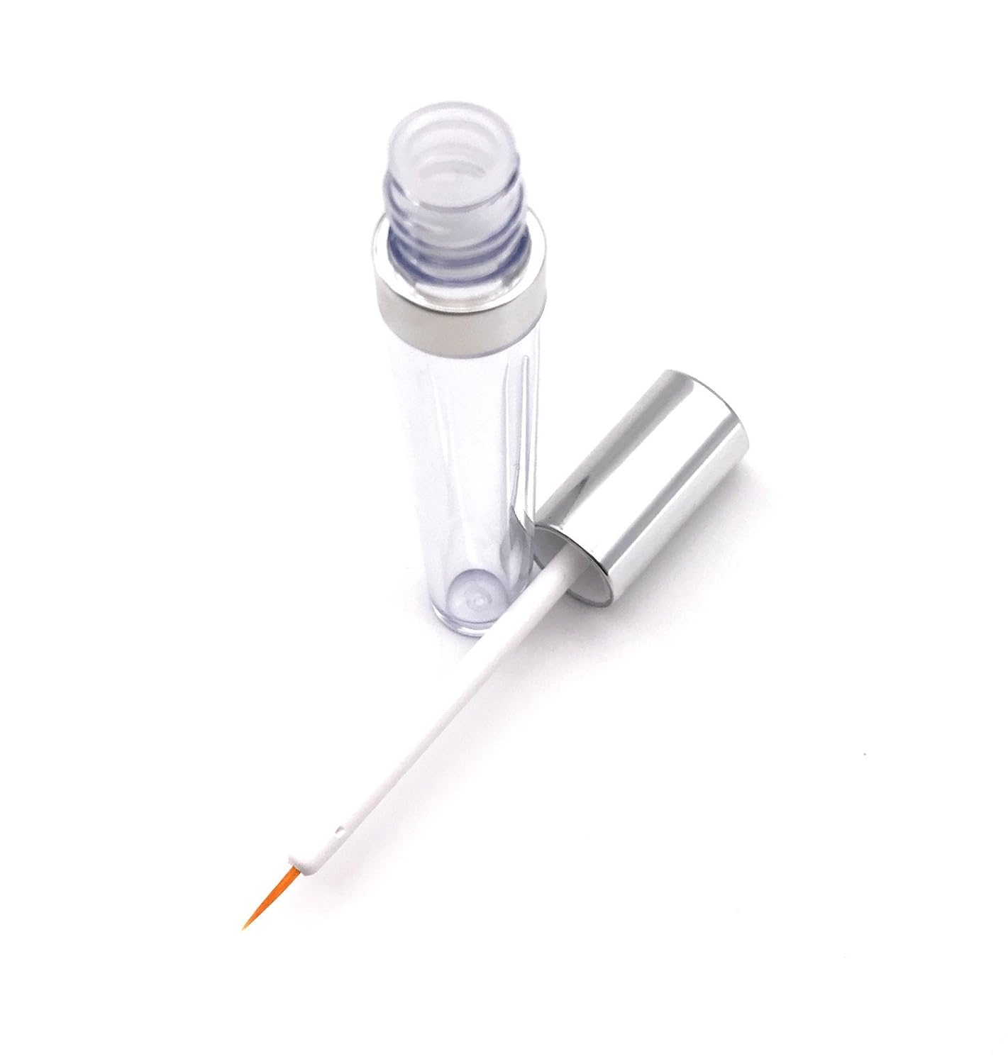 3 pcs 5ml Silver Acrylic Empty Eyelashes Tube Eyeliner Vials Bottle With Wand Applicators for Eyelash/Eyebrow Growth Serum Castor Oil: Beauty