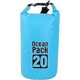 KINGS KRAFT Dry Bag Waterproof for Women Men,20L Rolled Lightweight Dry Storage Bag Backpack with Phone Case for Travel,Swimming,Boating, Kayaking,Camping & Beach,Lake Blue