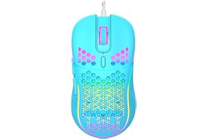 LETGOALL Honeycomb Wired Gaming Mouse, 4 Adjustable DPI Up to 7200, RGB Backlight, Lightweight and Ergonomic USB Computer Mouse with High Precision Optical Sensor for PC, Mac, Laptop