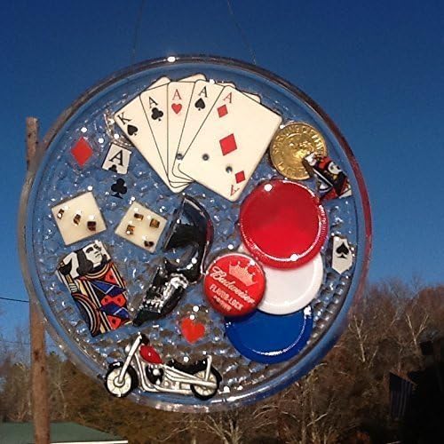 Motorcycle Glass Window Art Sun Catcher , Gambler