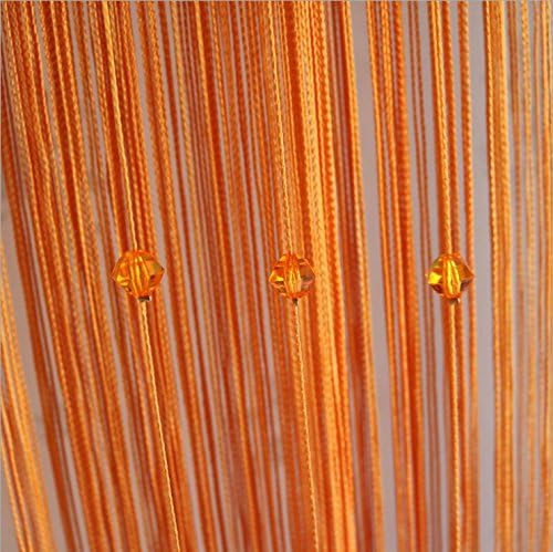 HTOYES Decorative Door String Curtain Beads Wall Panel Fringe Window Room Divider Blind for Wedding Coffee House Restaurant Parts Crystal Tassel Screen Home Decoration (Orange)