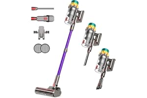 Cordless Vacuum Cleaner, 600W 50KPA 65Mins XL Dust Cup Vacuum Cleaners Self-Standing,Touch Screen, Anti-Tangle, Rechargeable 