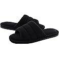 shevalues Terry Cloth Open Toe Slippers for Women Memory Foam Slip On House Slippers