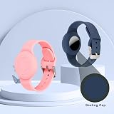 Dzpuhuojz 2 Pack Adjustable Silicone AirTag Bracelets Kids Pink Blue Waterproof view 5