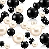200 PCS Black White Vase Fillers, Pearls Bead for Centerpieces Vases, 10/14/20 MM No Hole Beads, Fake Pearls for Wedding Birthday Anniversary Theme Party Table Centerpieces Decor