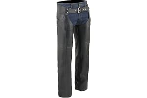 Event Biker Leather Men's Buffalo Split Leather Plain Lined Chaps