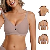 LUCKMEEY Bras for Women No Underwire Wireless Bras Removable Straps (U/Halter/Cross) Push Up Seamless T-Shirt Bra