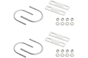 Aoje-Link Round U-Bolts 2.01"(51mm) Inner Width M6 Thread 304 Stainless Steel Silver with Plates Nuts Flat Washers for Car/RV/Trailer Bumper, 4Pcs