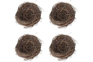 Small Faux Bird Nest with Eggs for Crafts, 4 Set Artificial Rattan Birds Nest Decorating Kit for Easter Wedding Home Party Ch