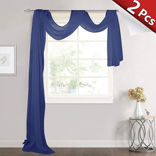 Amazon Com Ryb Home Sheer Scarf Valance For Windows Decor Light