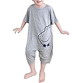 Umeyda Little Baby Boys Footless Pajamas Modal Short Sleeve Romper Jumpsuit Sleep and Play, Gray Dinosaur, 4-5T = Tag 120