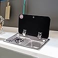 Outdoor Stove Sink Cooktop Combo,Large RV Sink 1 Gas Burners RV Stove,Stainless Sink Hand Wash Basin Kitchen Basin Sink w/Lid Glass for Boat Caravan Bar RV Camper Sink,Prep Hand Sink Accessories