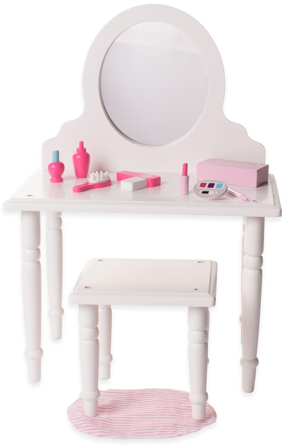 18 Inch Doll Vanity and Stool Set with Makeup Accessories- Playtime by Eimmie Collection