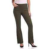 Rekucci Women’s Stretchy Flare Leg Pull-On Dress Pants with Pockets for Office Work Business, Regular 32L