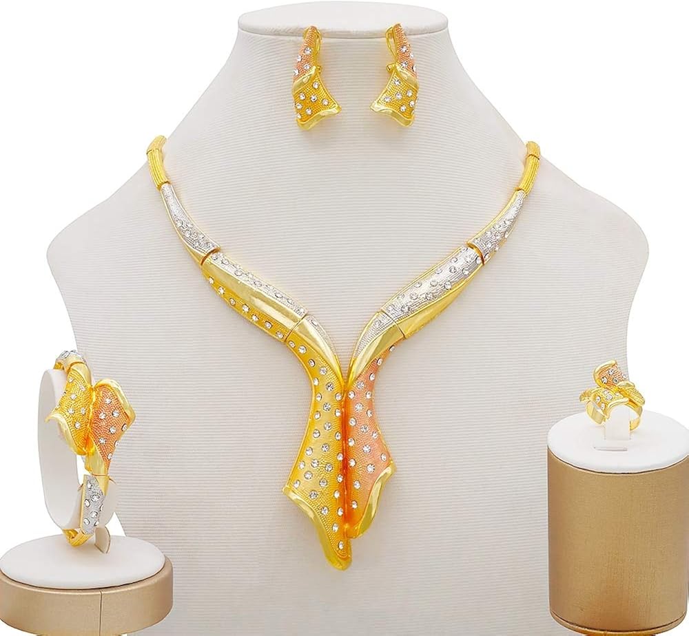 Wedding Bridal Party Wavy Rhinestone Jewelry Set Choker Necklace