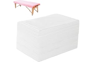 URALILI 50PCS Massage Table Sheets Disposable Non Woven SPA Bed Cover Breathable Polypropylene Fabric 31" x 70" Thin, Not Waterproof (White)